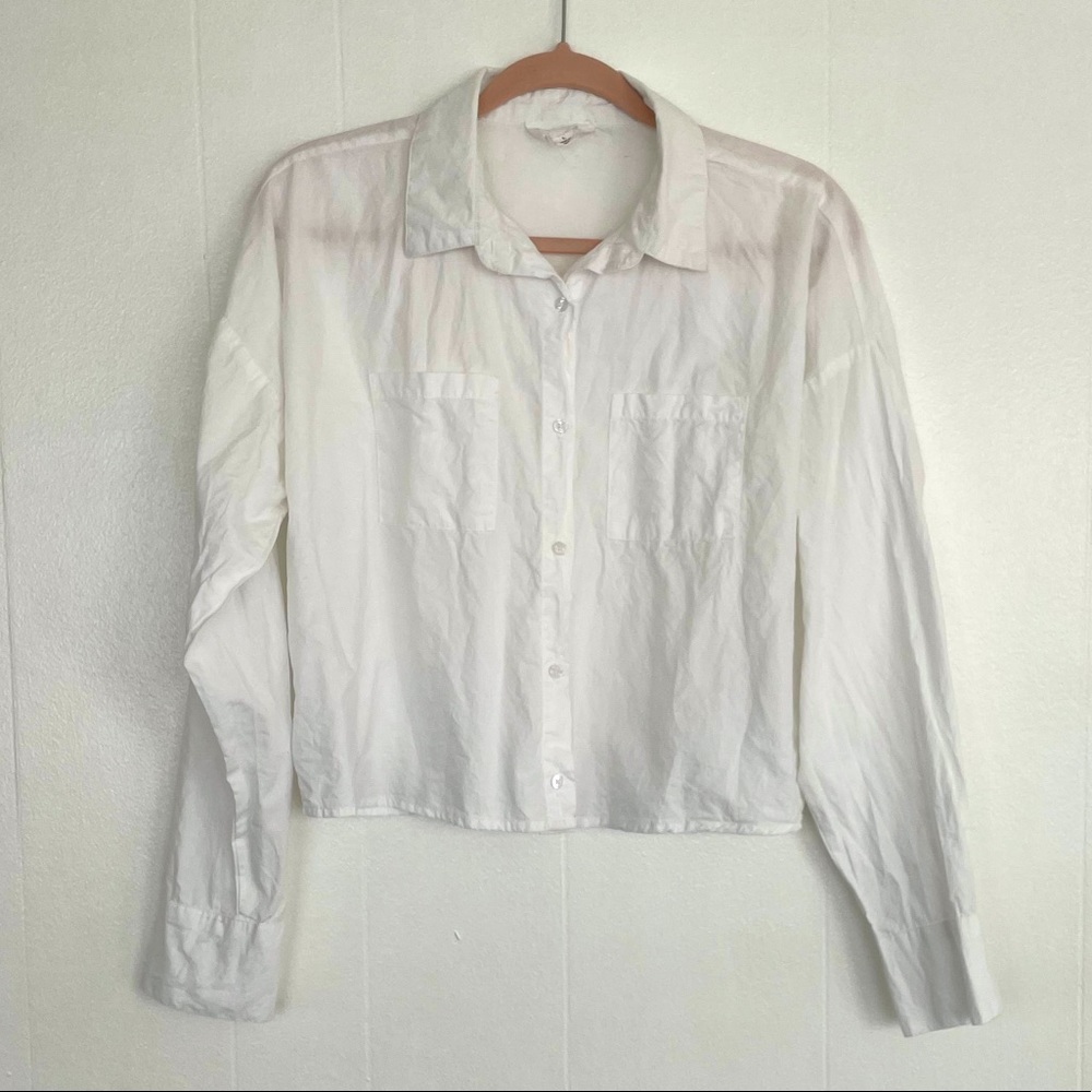 Cropped White Button Up